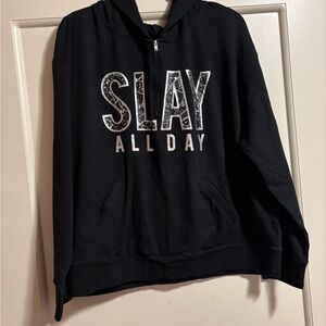 New York & Company Black 'SLAY ALL DAY' Hooded Sweatshirt